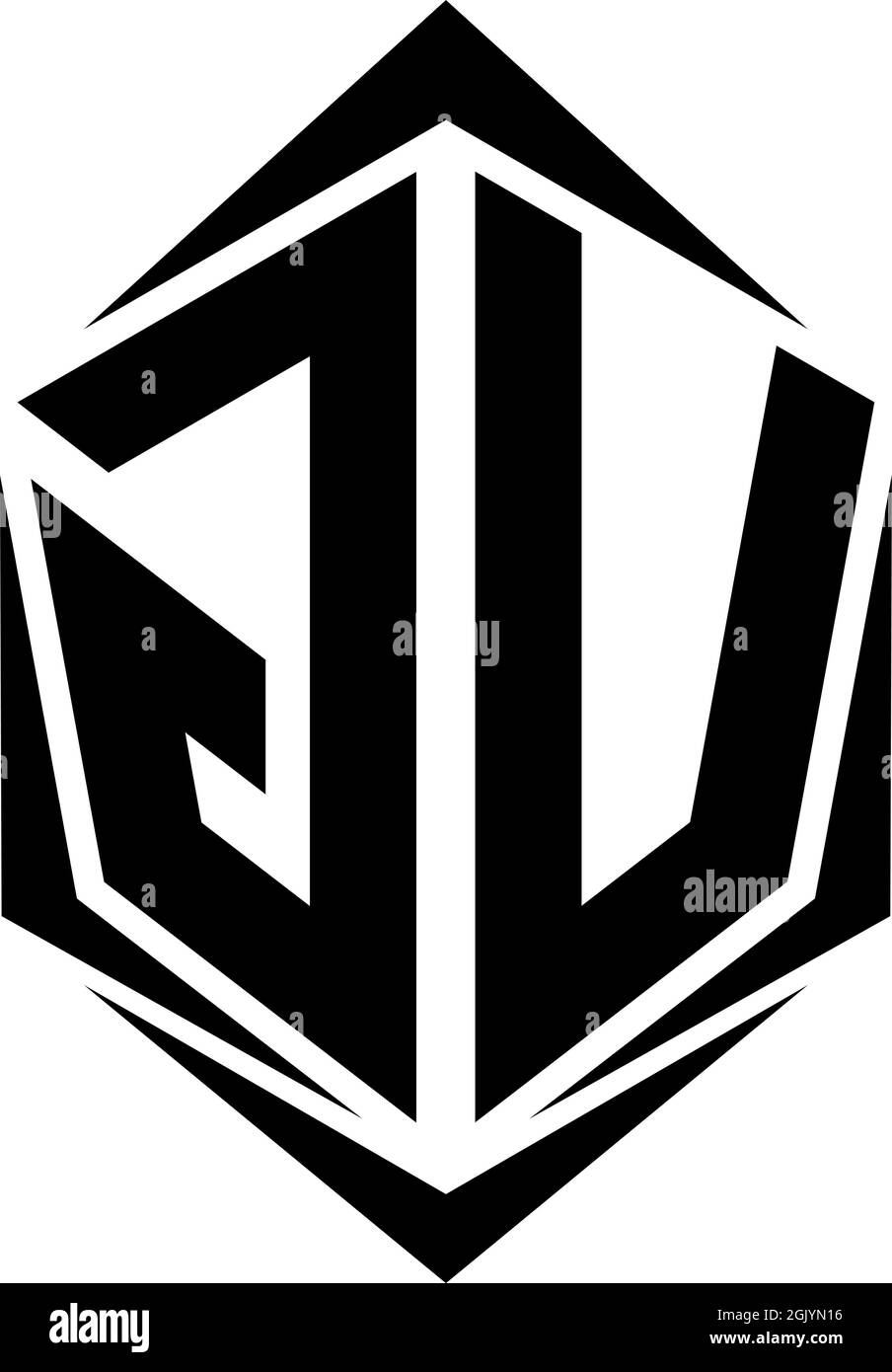 Design iniziale del logo GV con stile Shield, branding aziendale con logo. Illustrazione Vettoriale