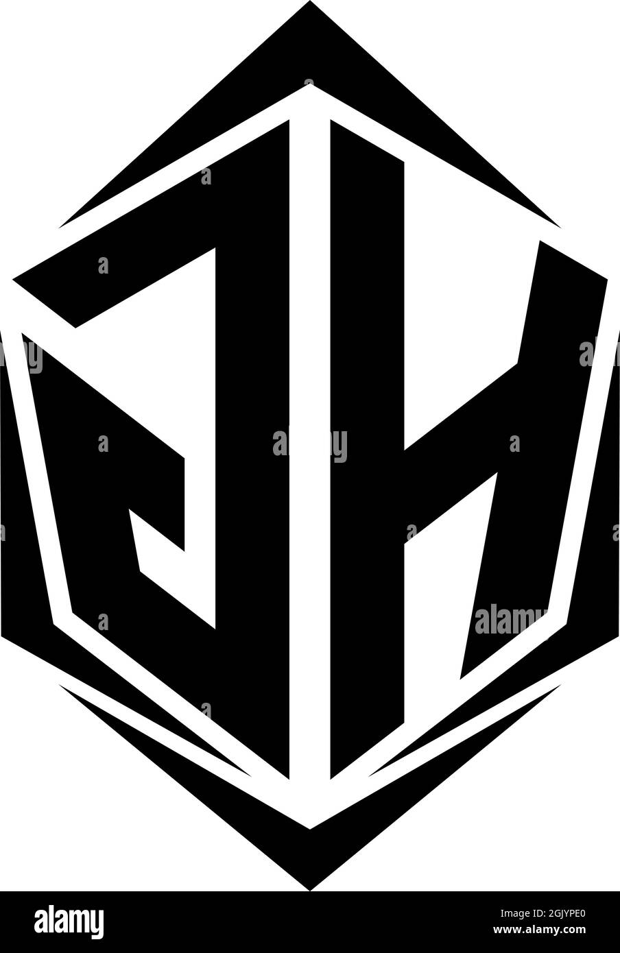 Design iniziale del logo GH con stile Shield, branding aziendale con logo. Illustrazione Vettoriale