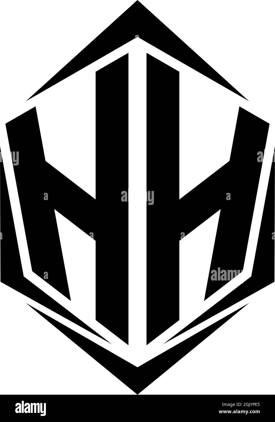 Design iniziale del logo HH con stile Shield, branding aziendale con logo. Illustrazione Vettoriale