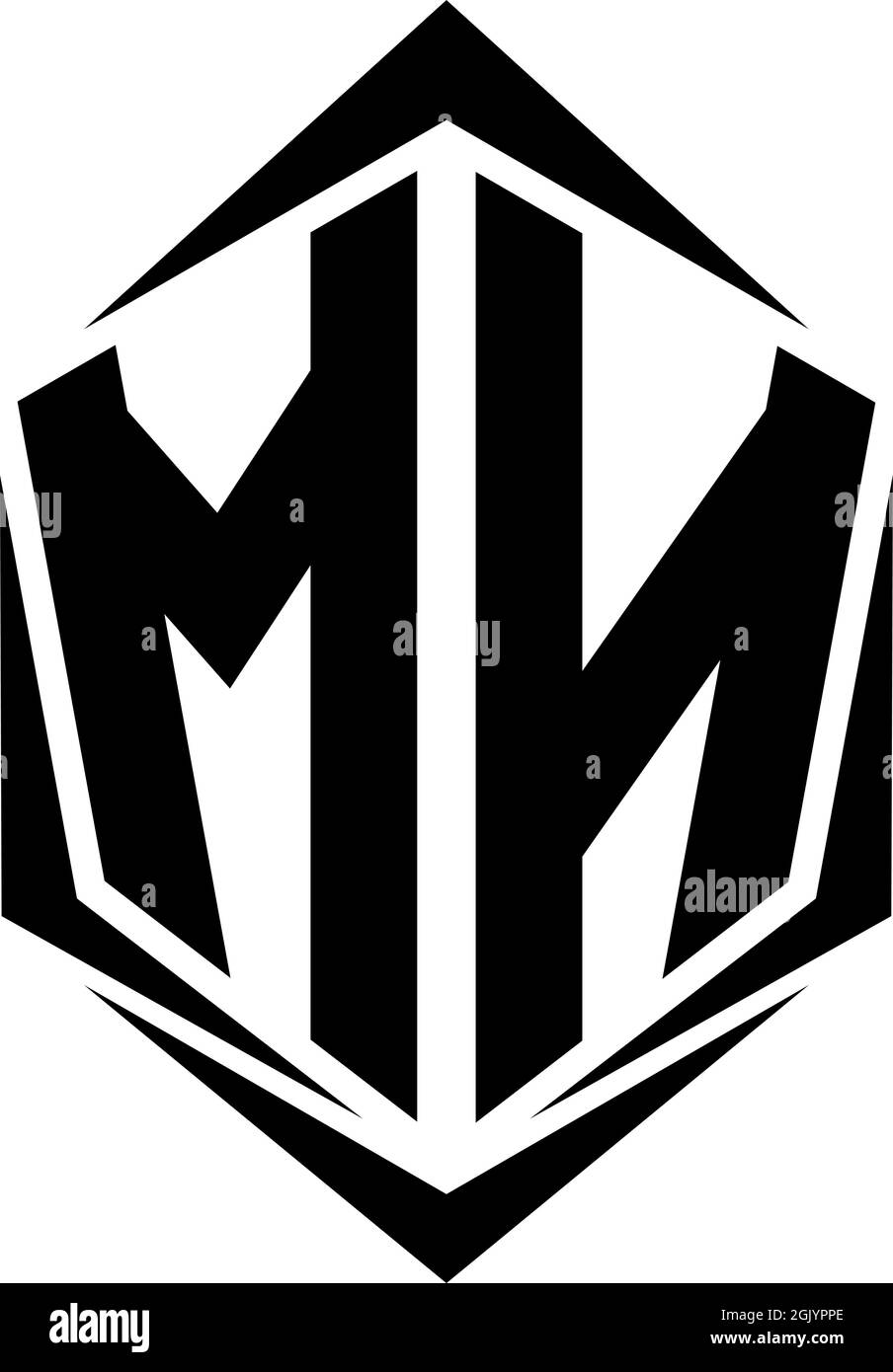 Design iniziale del logo MN con stile Shield, branding aziendale con logo. Illustrazione Vettoriale