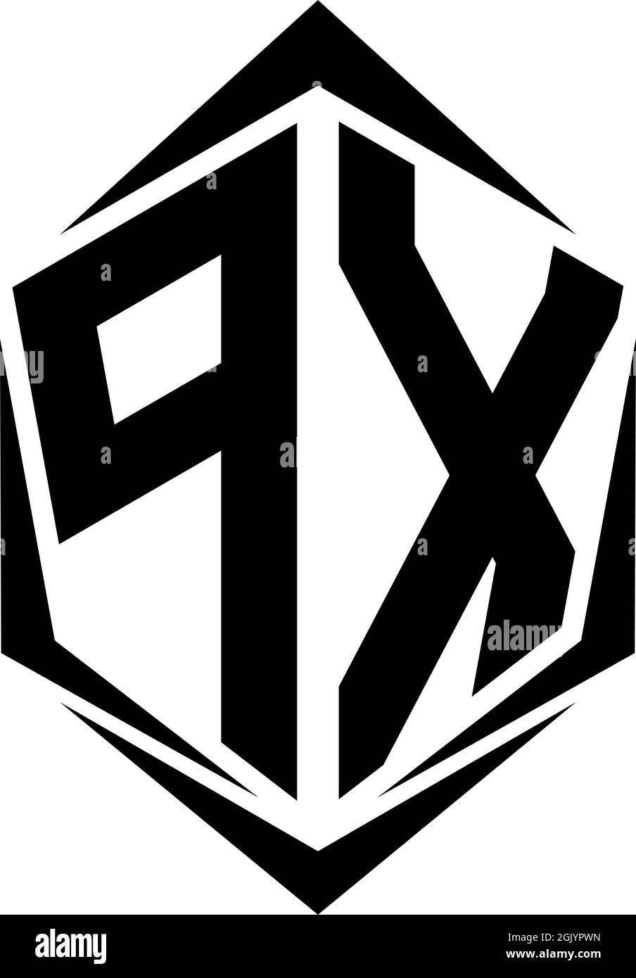 Design iniziale del logo PX con stile Shield, branding aziendale con logo. Illustrazione Vettoriale