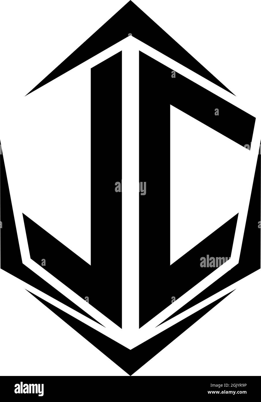 Design iniziale del logo LC con stile Shield, branding aziendale con logo. Illustrazione Vettoriale