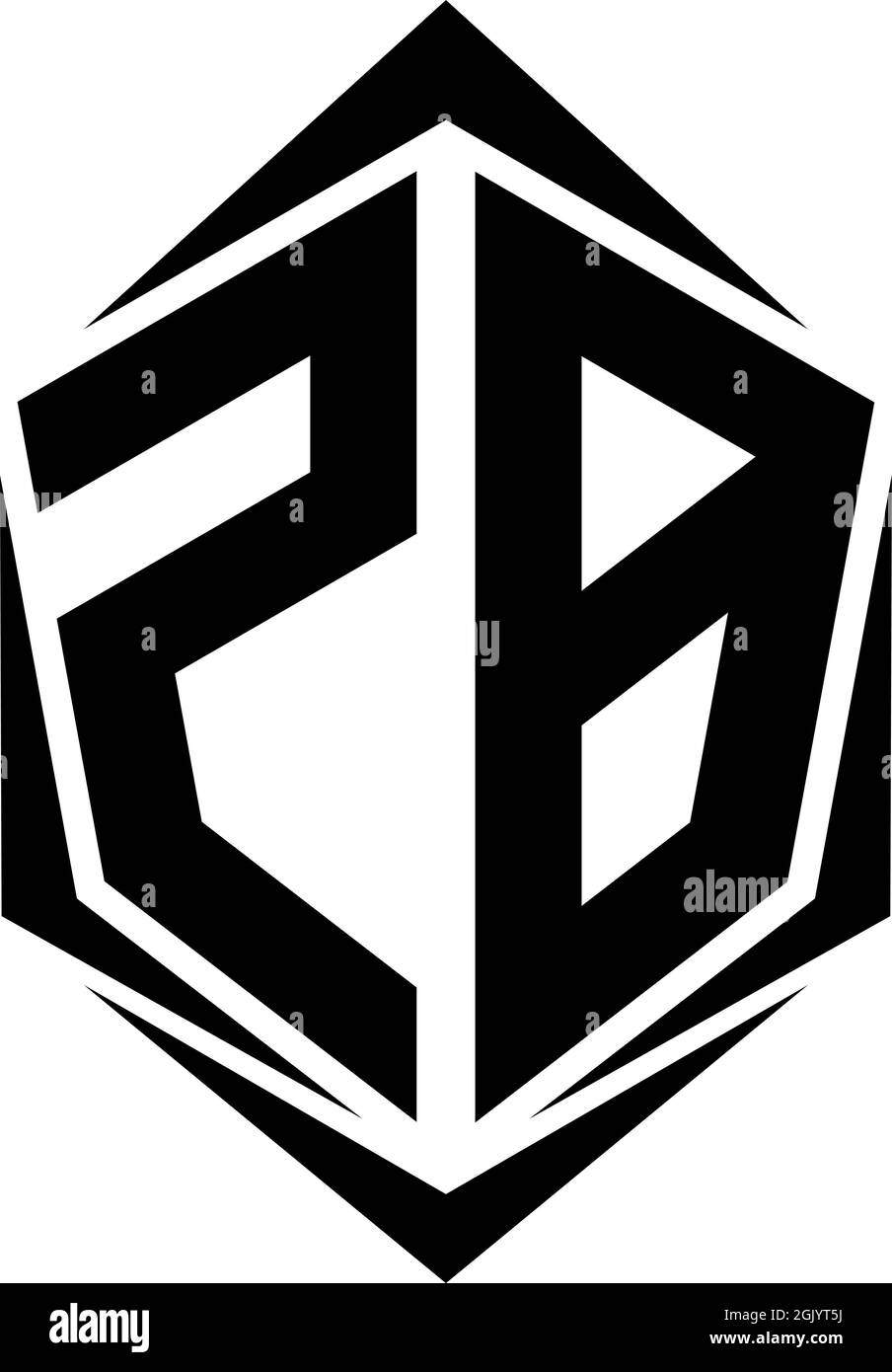 Design iniziale del logo ZB con stile Shield, branding aziendale con logo. Illustrazione Vettoriale