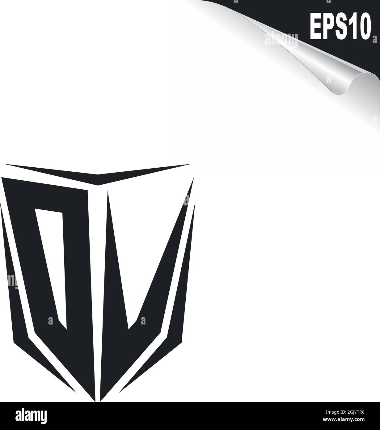 Design iniziale del logo DV con stile Shield, branding aziendale con logo. Illustrazione Vettoriale