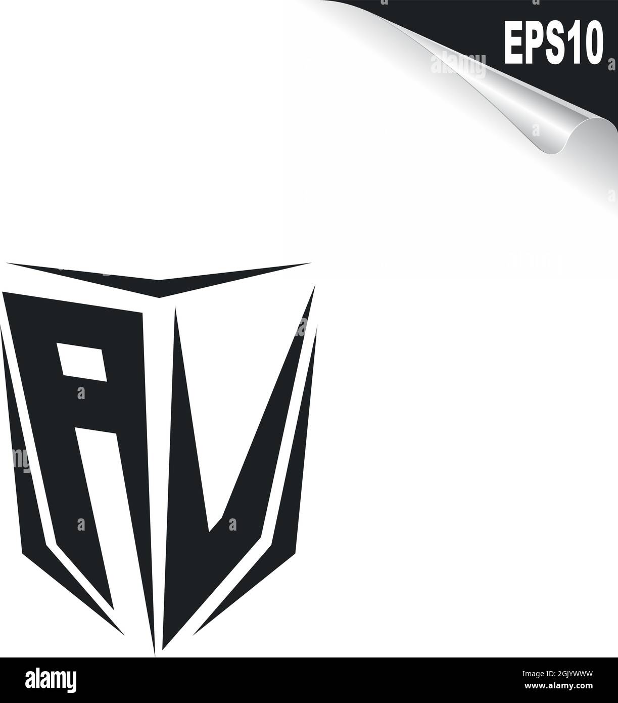 Design iniziale del logo AV con stile Shield, branding aziendale con logo. Illustrazione Vettoriale