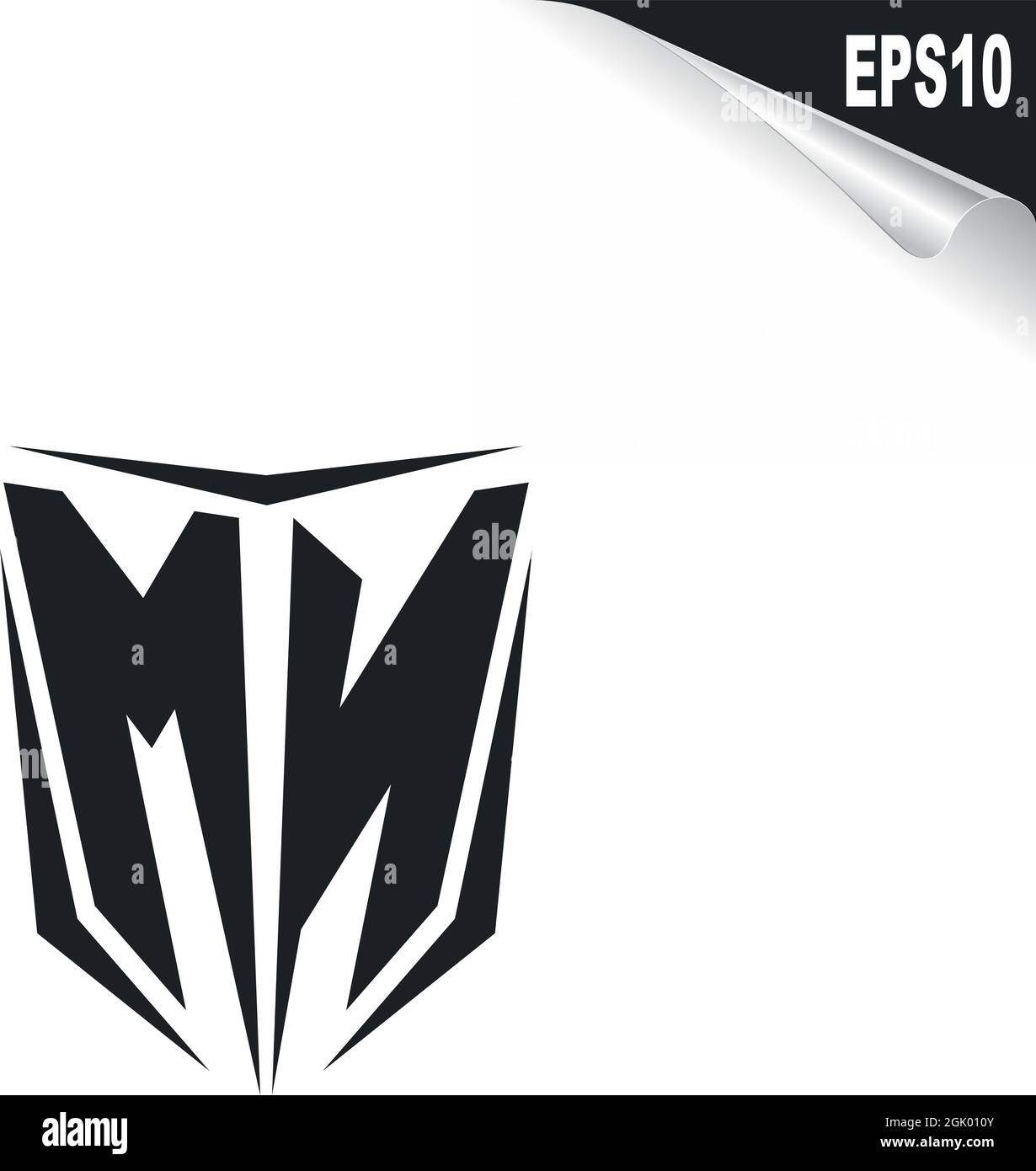 Design iniziale del logo MN con stile Shield, branding aziendale con logo. Illustrazione Vettoriale