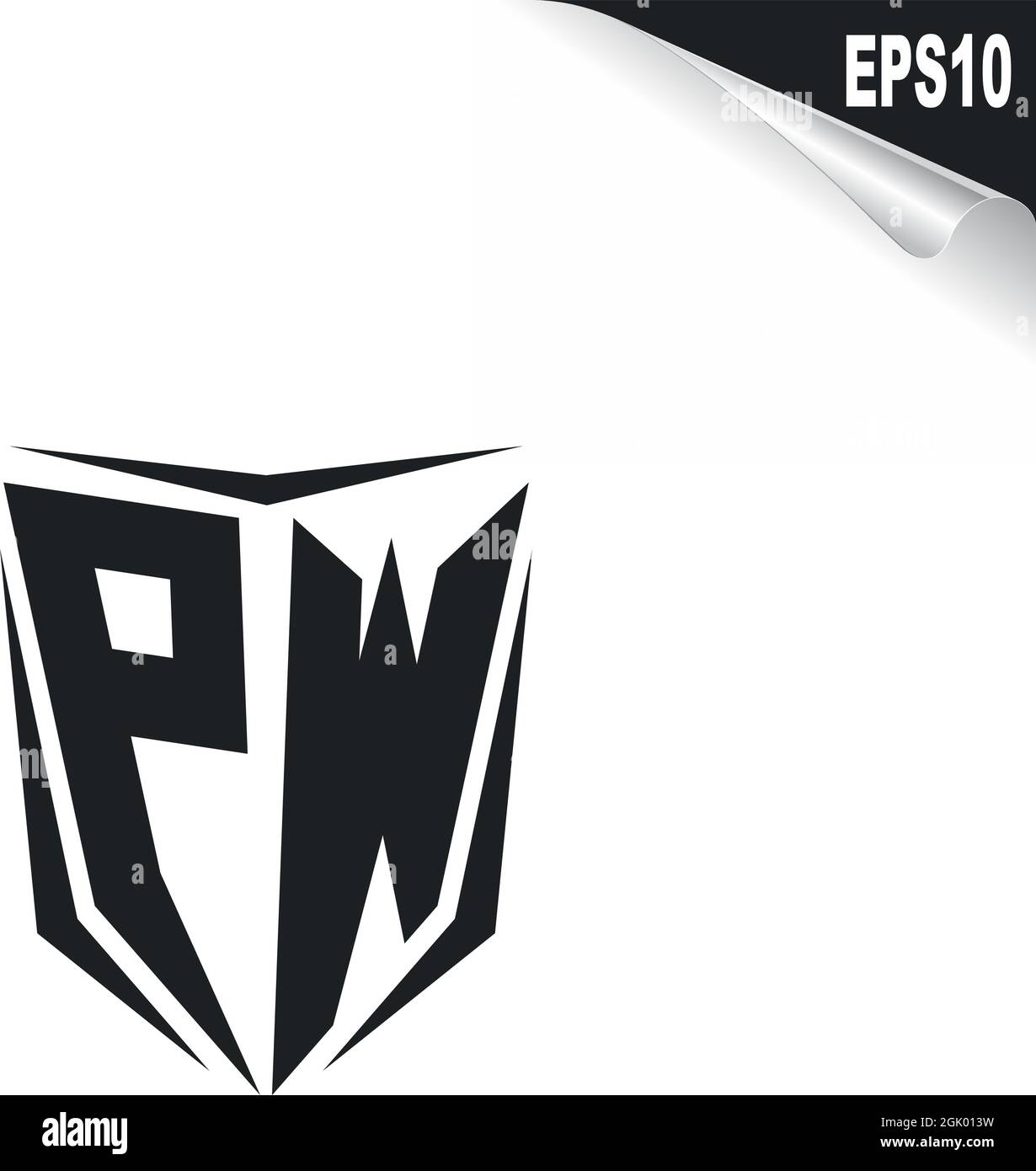 Design iniziale del logo PW con stile Shield, branding aziendale con logo. Illustrazione Vettoriale