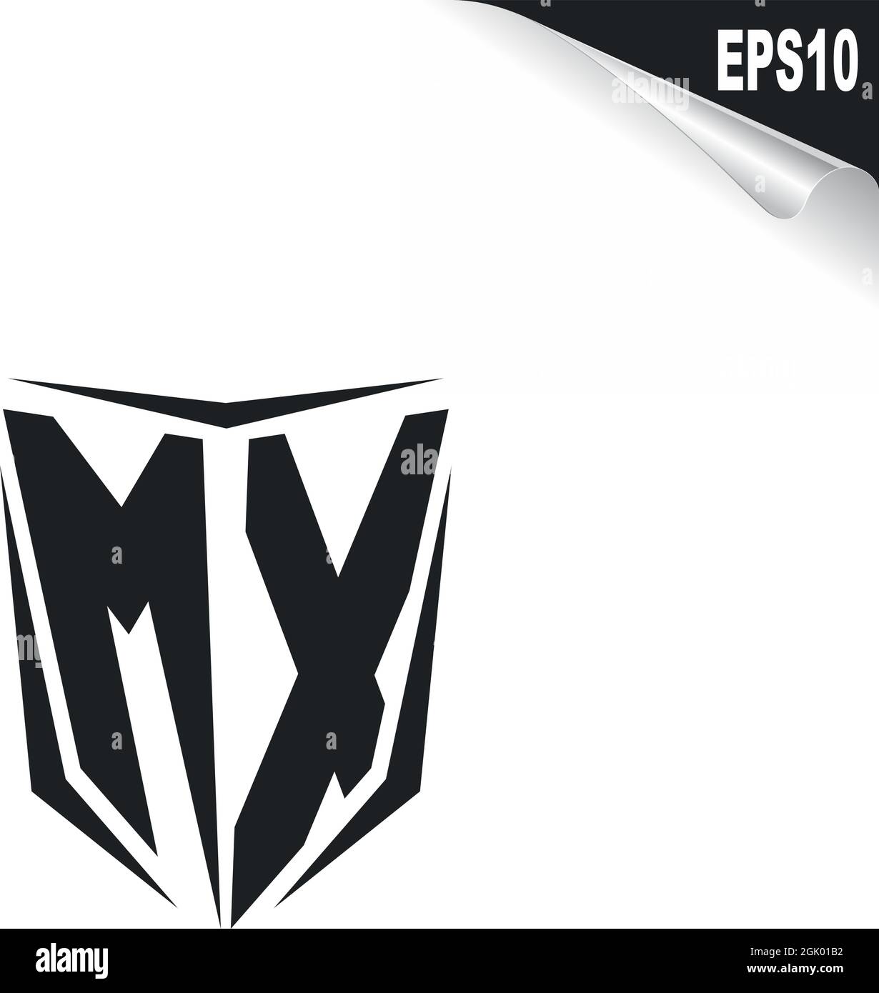 Design iniziale del logo MX con stile Shield, branding aziendale con logo. Illustrazione Vettoriale