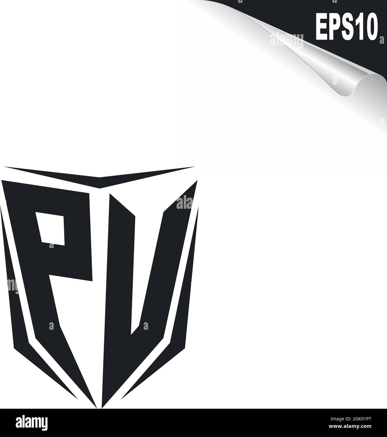 Design iniziale del logo PU con stile Shield, branding aziendale con logo. Illustrazione Vettoriale