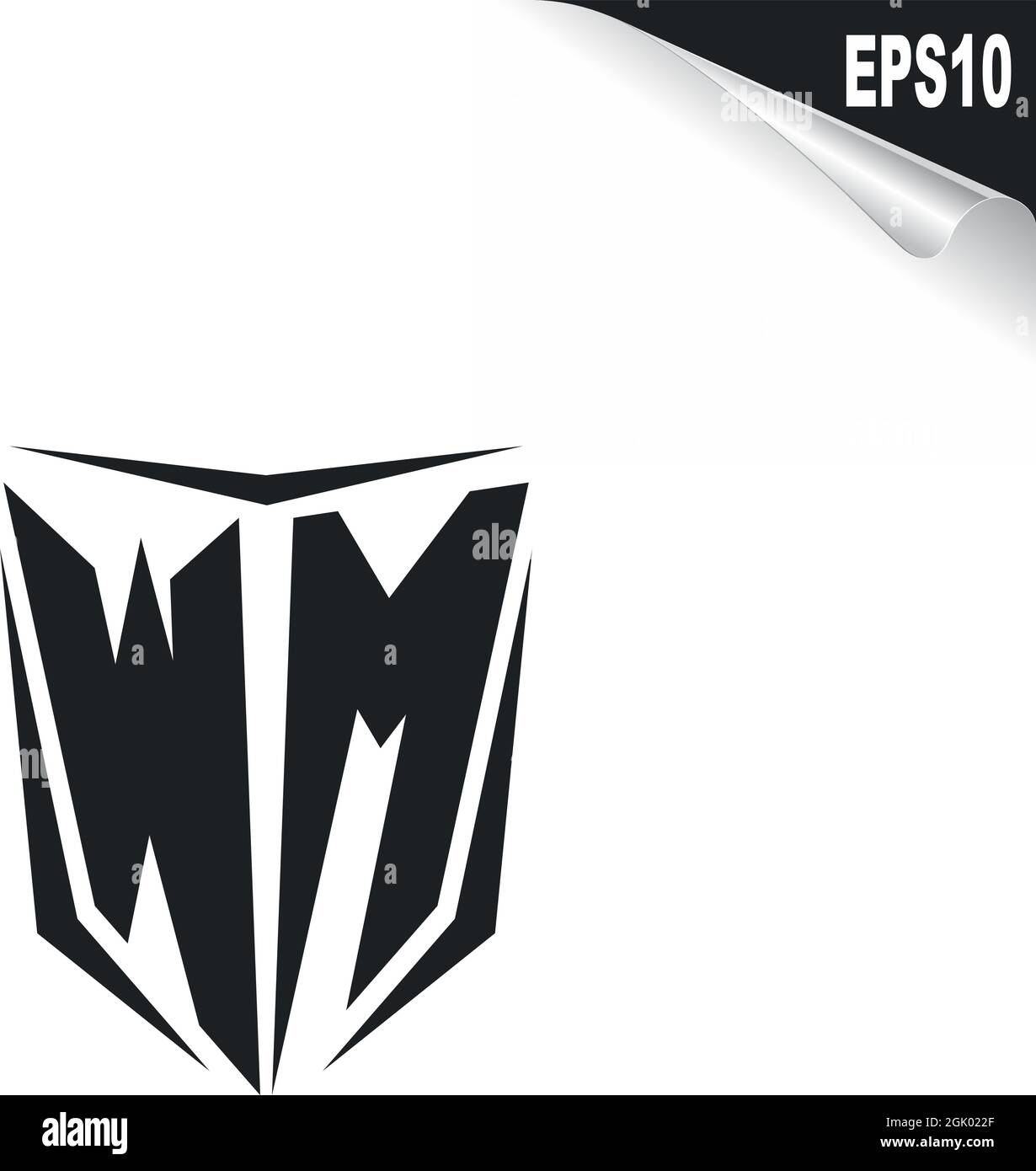 Design iniziale del logo WM con stile Shield, branding aziendale del logo. Illustrazione Vettoriale