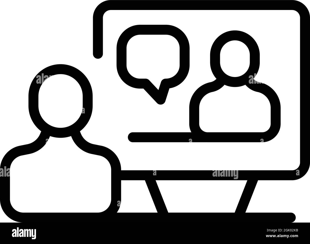 Vettore di contorno dell'icona della classe video. Corso online. Webinar virtuale Illustrazione Vettoriale