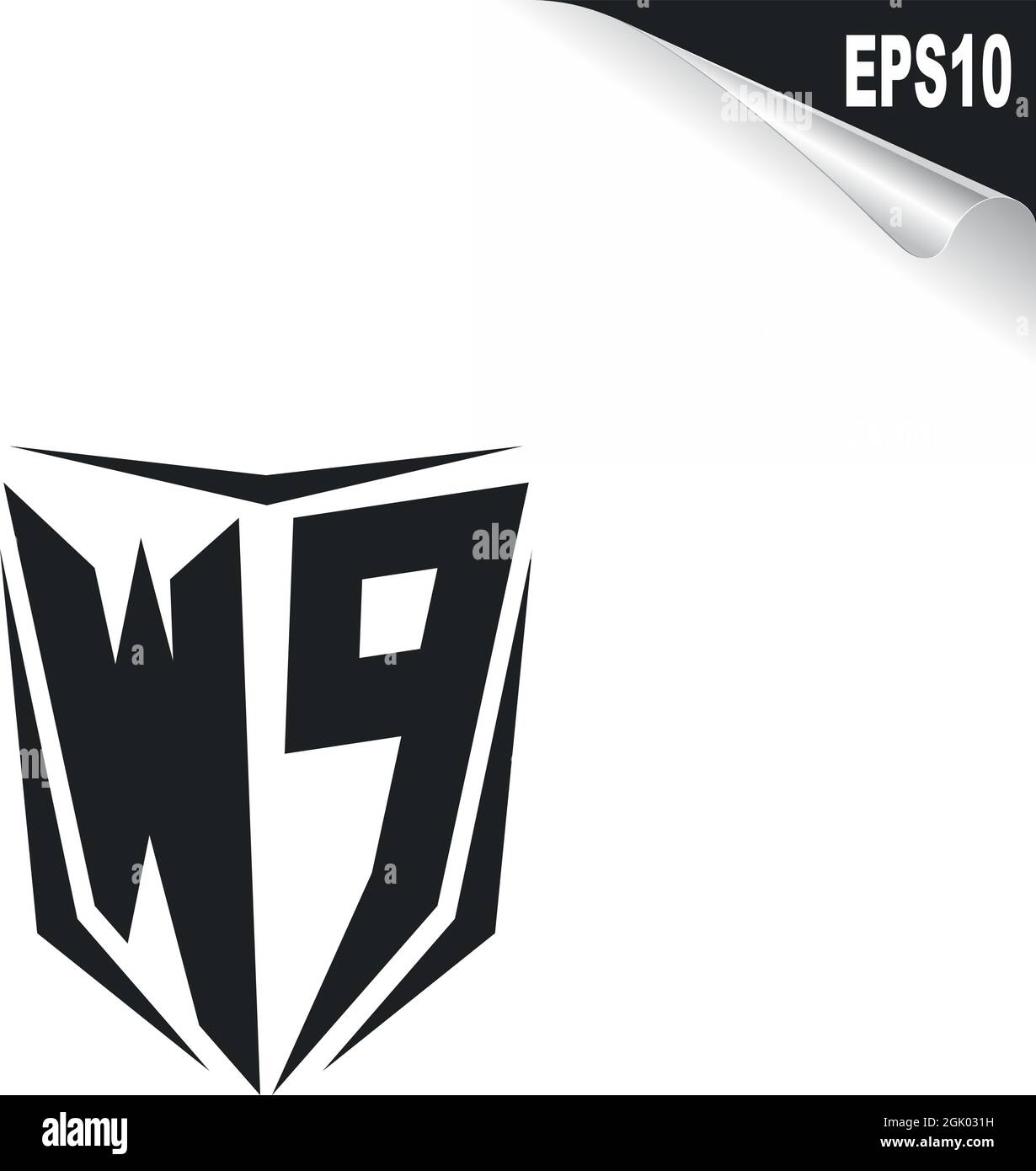 Design iniziale del logo WP con stile Shield, branding aziendale con logo. Illustrazione Vettoriale