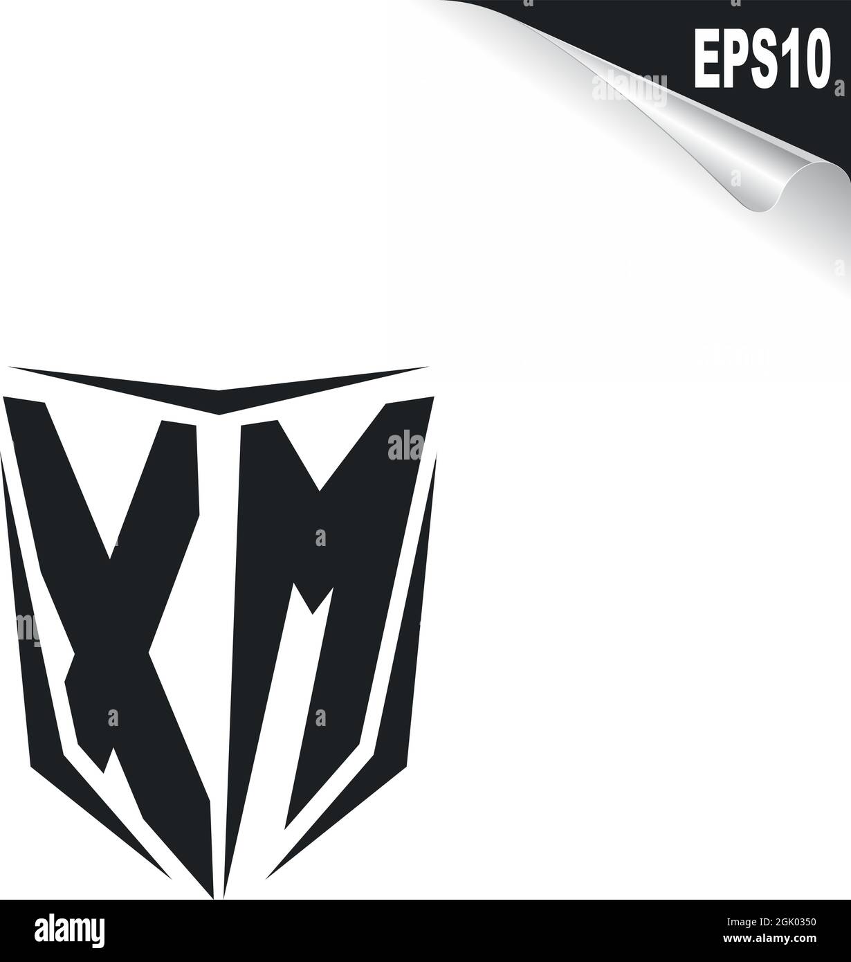Design iniziale del logo XM con stile Shield, branding aziendale con logo. Illustrazione Vettoriale