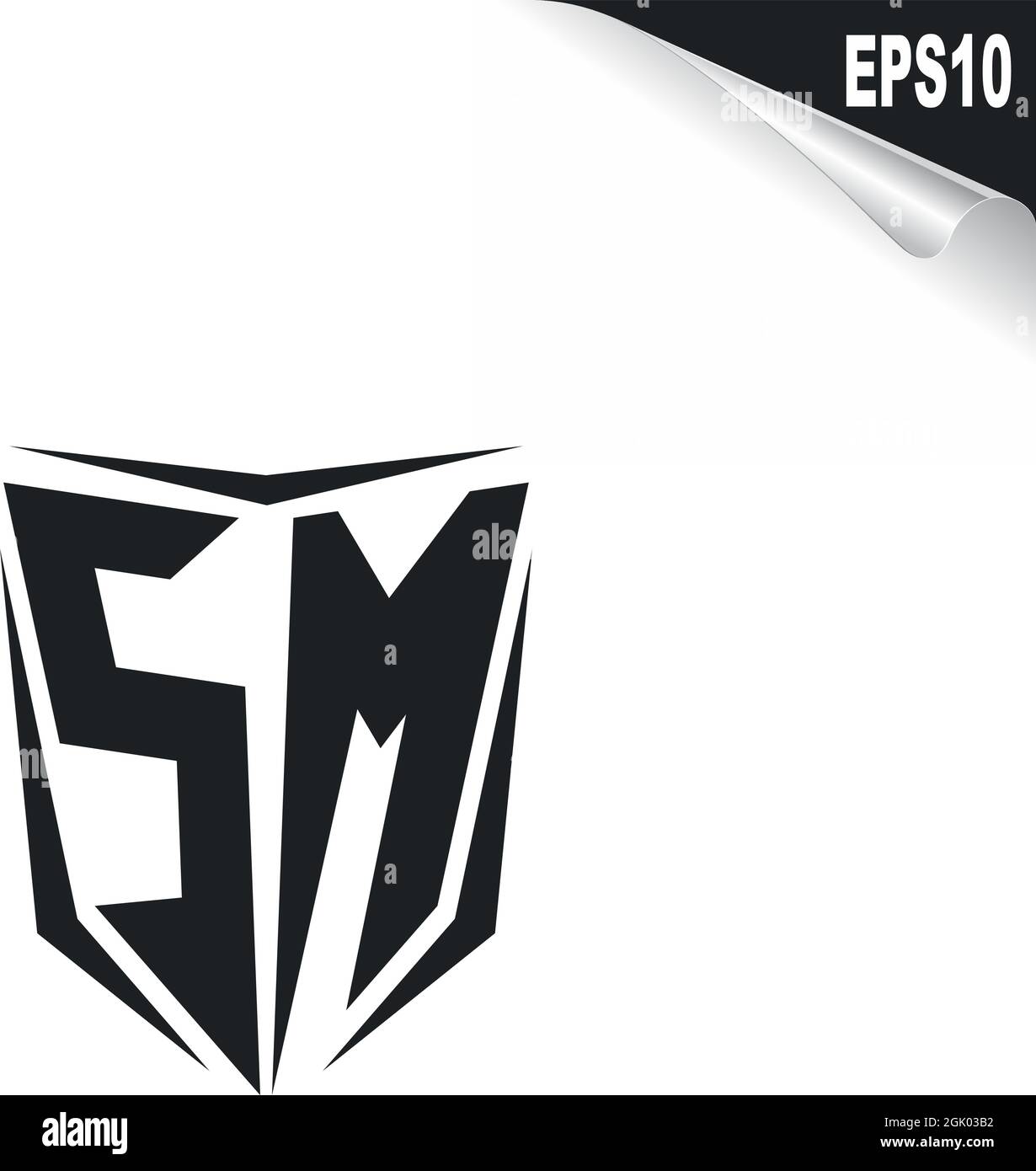 Design iniziale del logo SM con stile Shield, branding aziendale con logo. Illustrazione Vettoriale