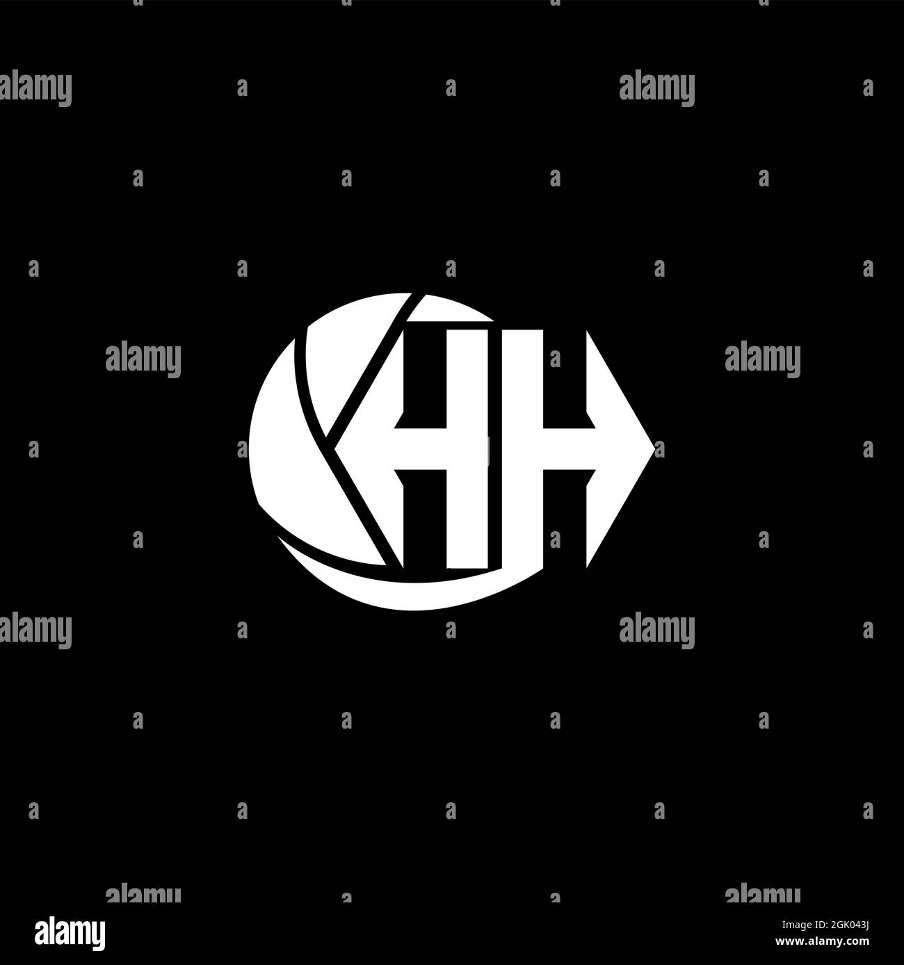 Design iniziale del logo HH geometrico e stile circolare, branding aziendale del logo. Illustrazione Vettoriale