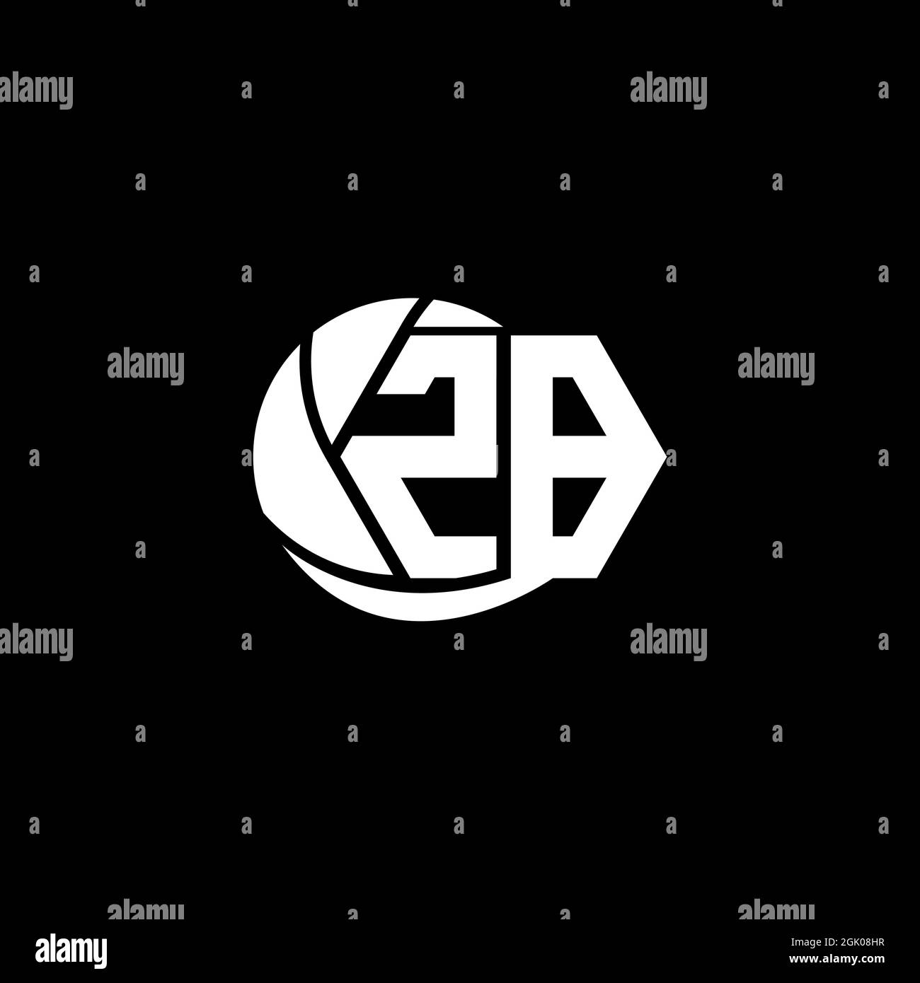 Design iniziale del logo ZB geometrico e stile circolare, branding aziendale con logo. Illustrazione Vettoriale