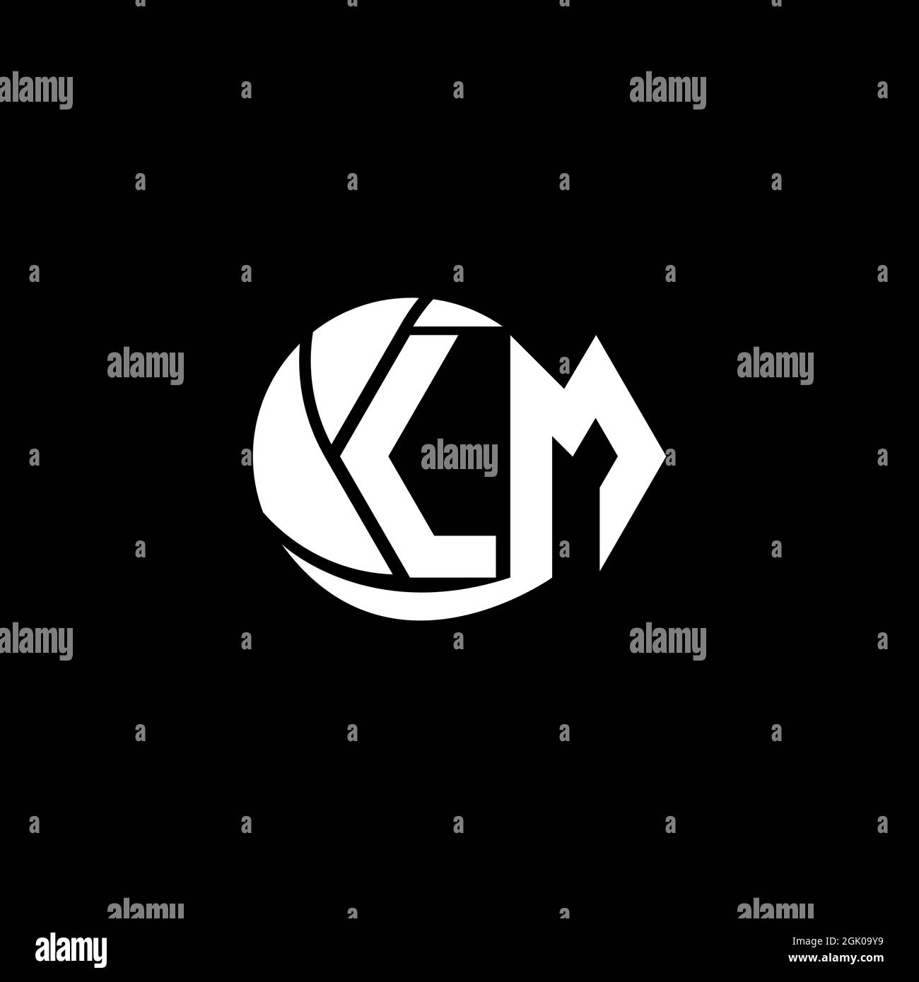 Logo LM iniziale disegno geometrico e cerchio stile, marchio commerciale logo. Illustrazione Vettoriale