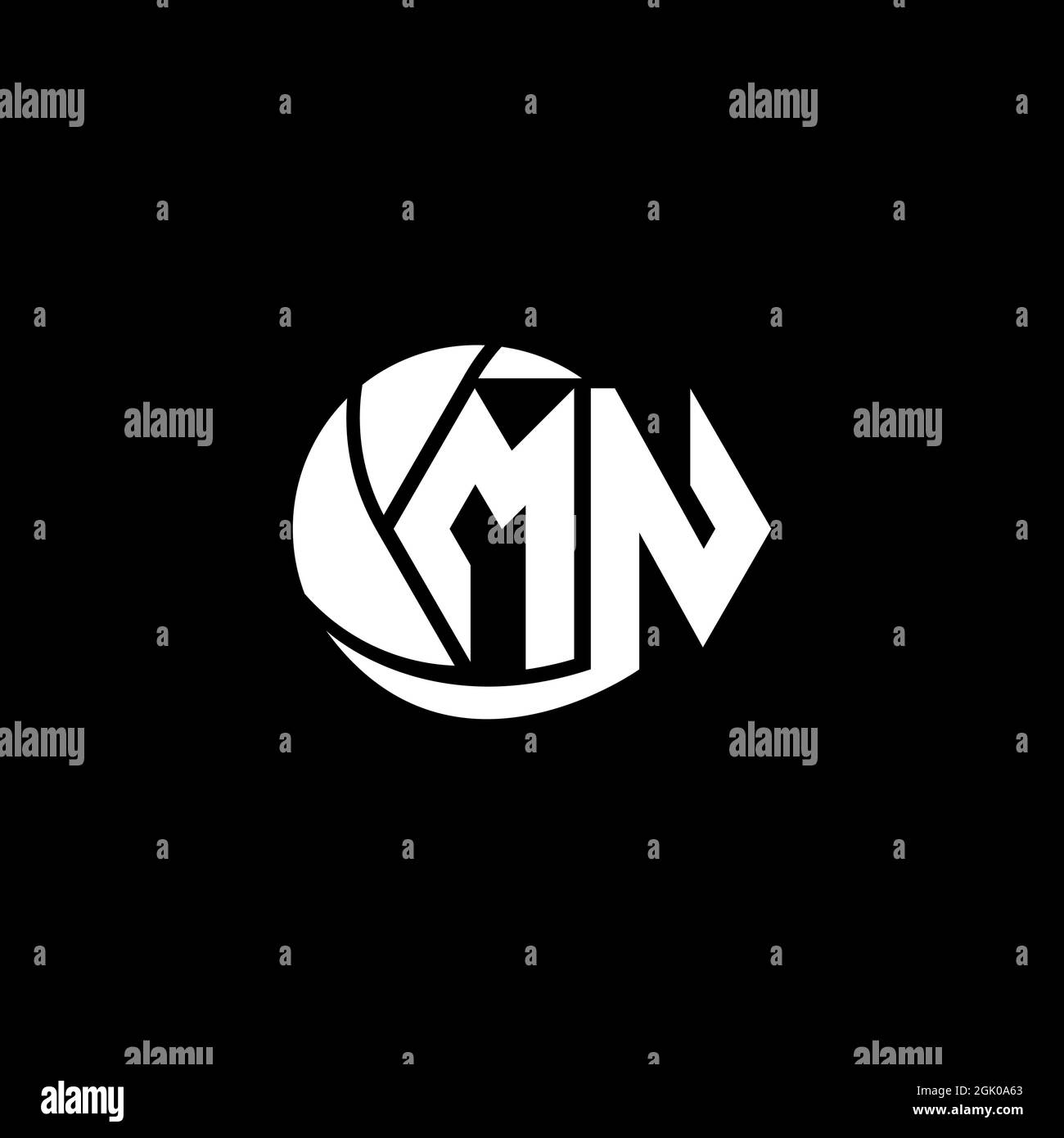 Design iniziale del logo MN geometrico e stile circolare, branding aziendale del logo. Illustrazione Vettoriale