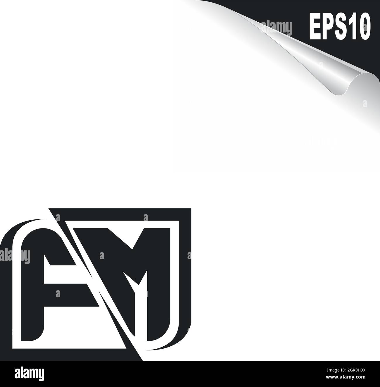 Design iniziale del logo FM con stile di forma e logo commerciale. Illustrazione Vettoriale