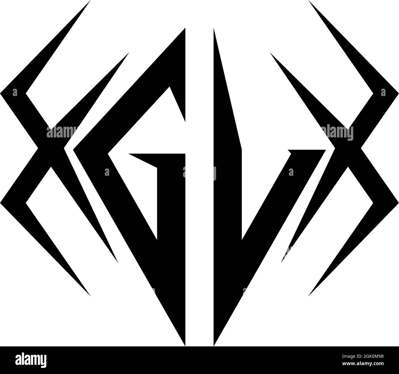 Design iniziale del logo GV con stile Cool, branding aziendale con logo. Illustrazione Vettoriale