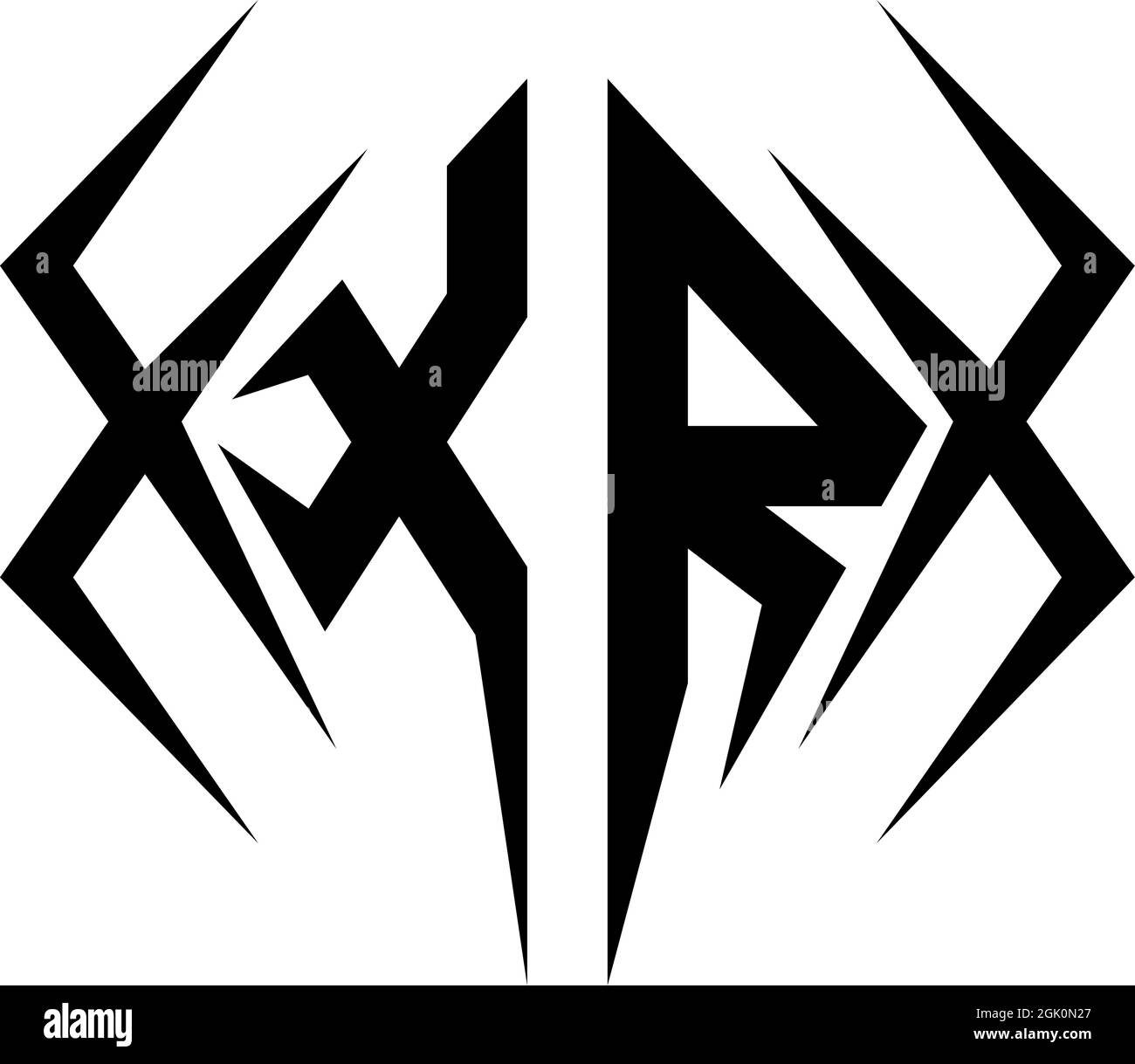 Design iniziale del logo XR con stile cool e logo commerciale. Illustrazione Vettoriale