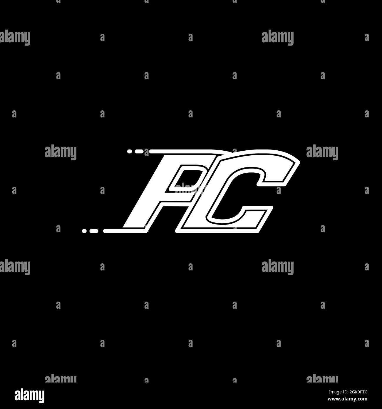 Design iniziale del logo del PC con stile di forma, branding aziendale con logo. Illustrazione Vettoriale