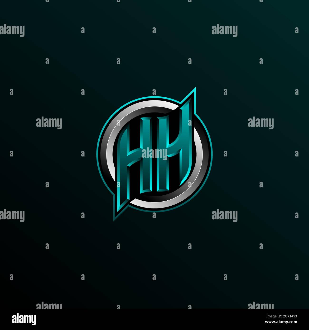 Design iniziale del logo HH, design iniziale del logo HH con stile cerchio, logo per giochi, eport, community o business. Illustrazione Vettoriale