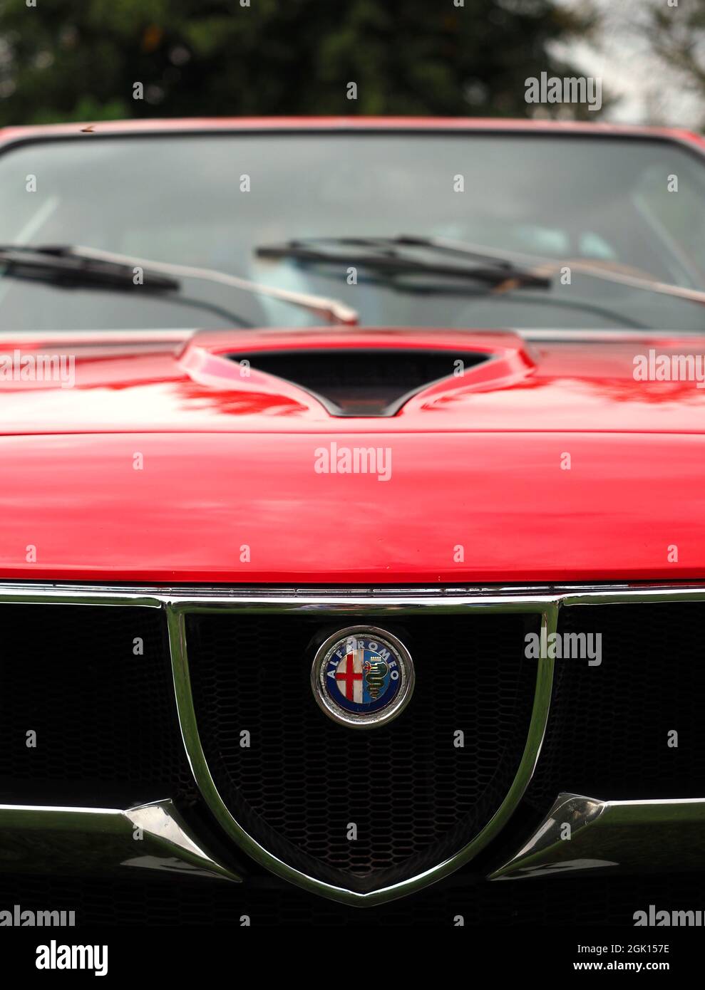 Primo piano di una classica auto sportiva Alfa Romeo Montreal Foto Stock