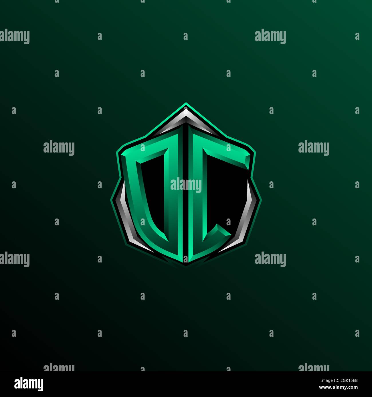 Logo DC iniziale, logo OC iniziale con stile cerchio, logo per giochi, eport, community o business. Illustrazione Vettoriale