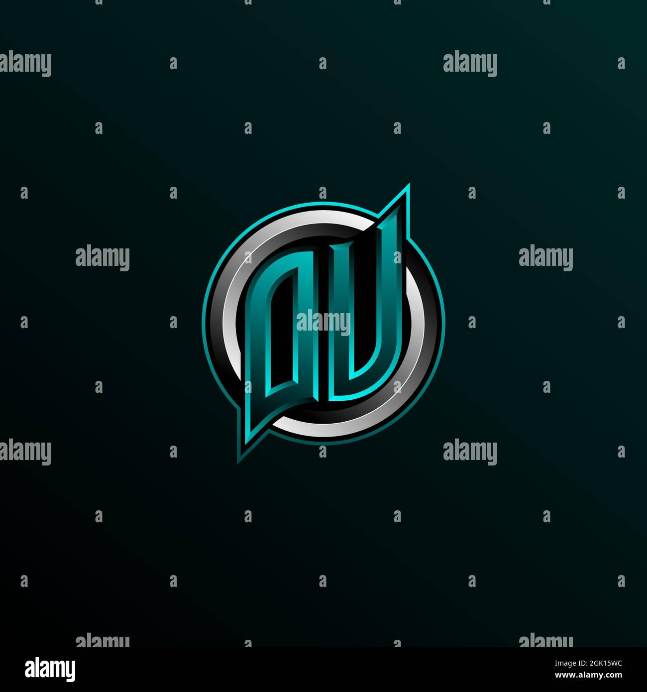Logo DU iniziale, logo DV iniziale con stile circolare, logo per giochi, eport, community o business. Illustrazione Vettoriale