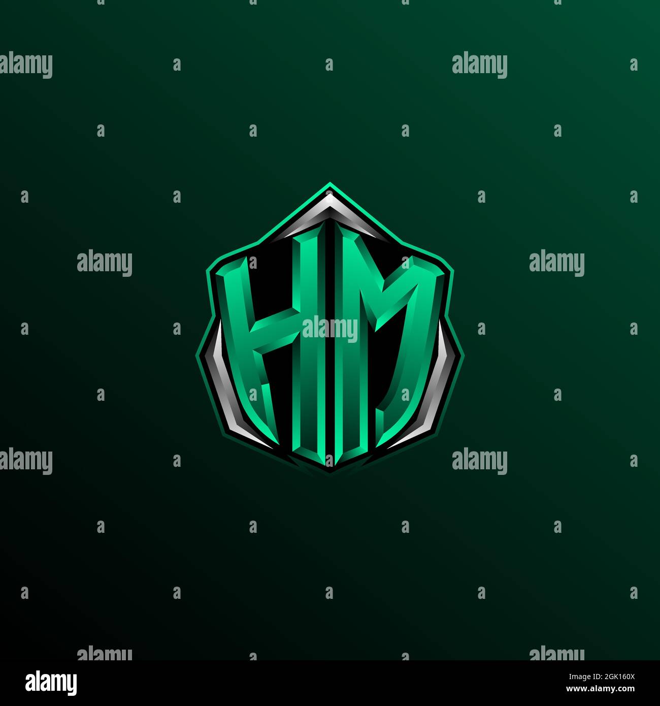 Logo HM iniziale, logo HM iniziale con stile circolare, logo per giochi, eport, community o business. Illustrazione Vettoriale