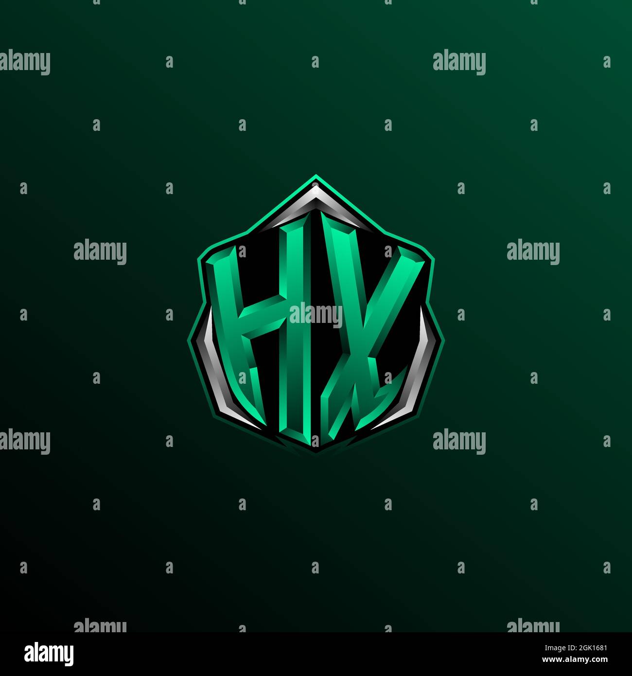 Logo HD iniziale, logo HD iniziale con stile circolare, logo per giochi, eport, community o aziende. Illustrazione Vettoriale