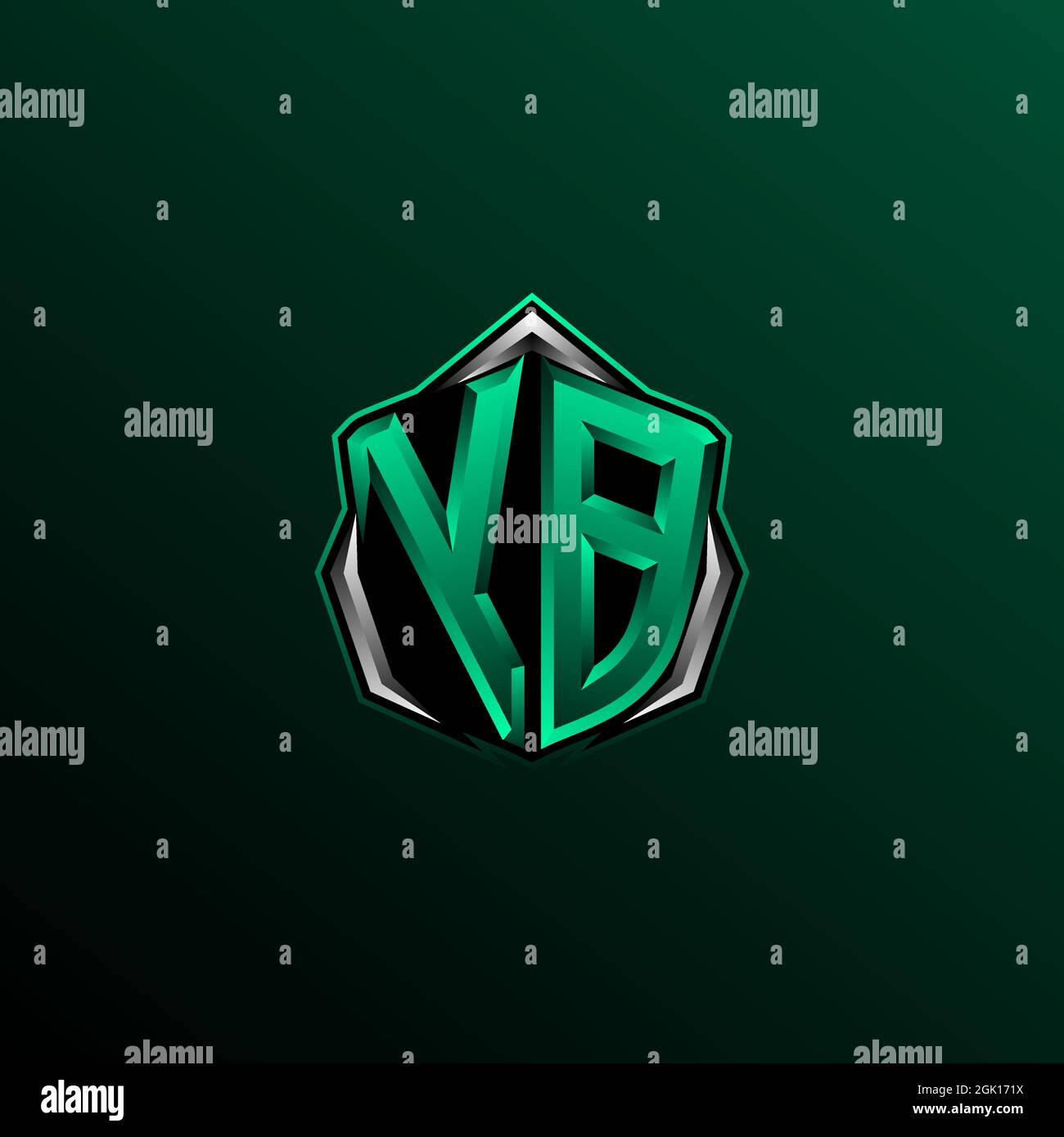 Logo YB iniziale, logo YB iniziale con stile Shield, logo per giochi, eport, community o business. Illustrazione Vettoriale