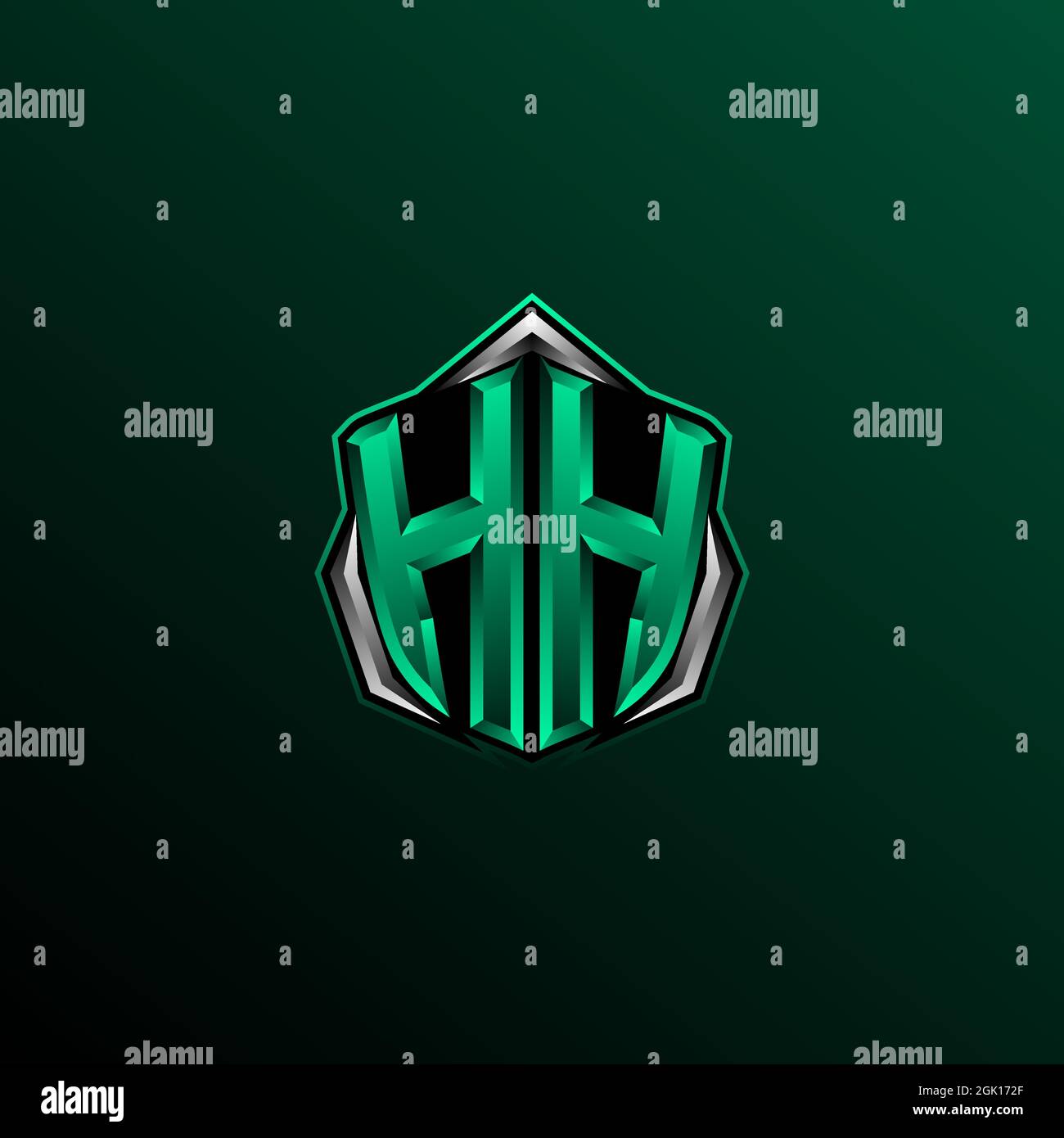 Logo HH iniziale, logo HH iniziale con stile Shield, Logo per il gioco, l'eport, la comunità o l'azienda. Illustrazione Vettoriale