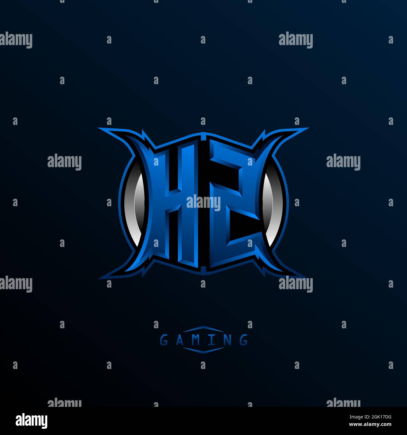 Logo Hz iniziale, logo HZ iniziale con stile Cool, logo per il gioco, l'eport, il gioco iniziale, la comunità o il business. Illustrazione Vettoriale