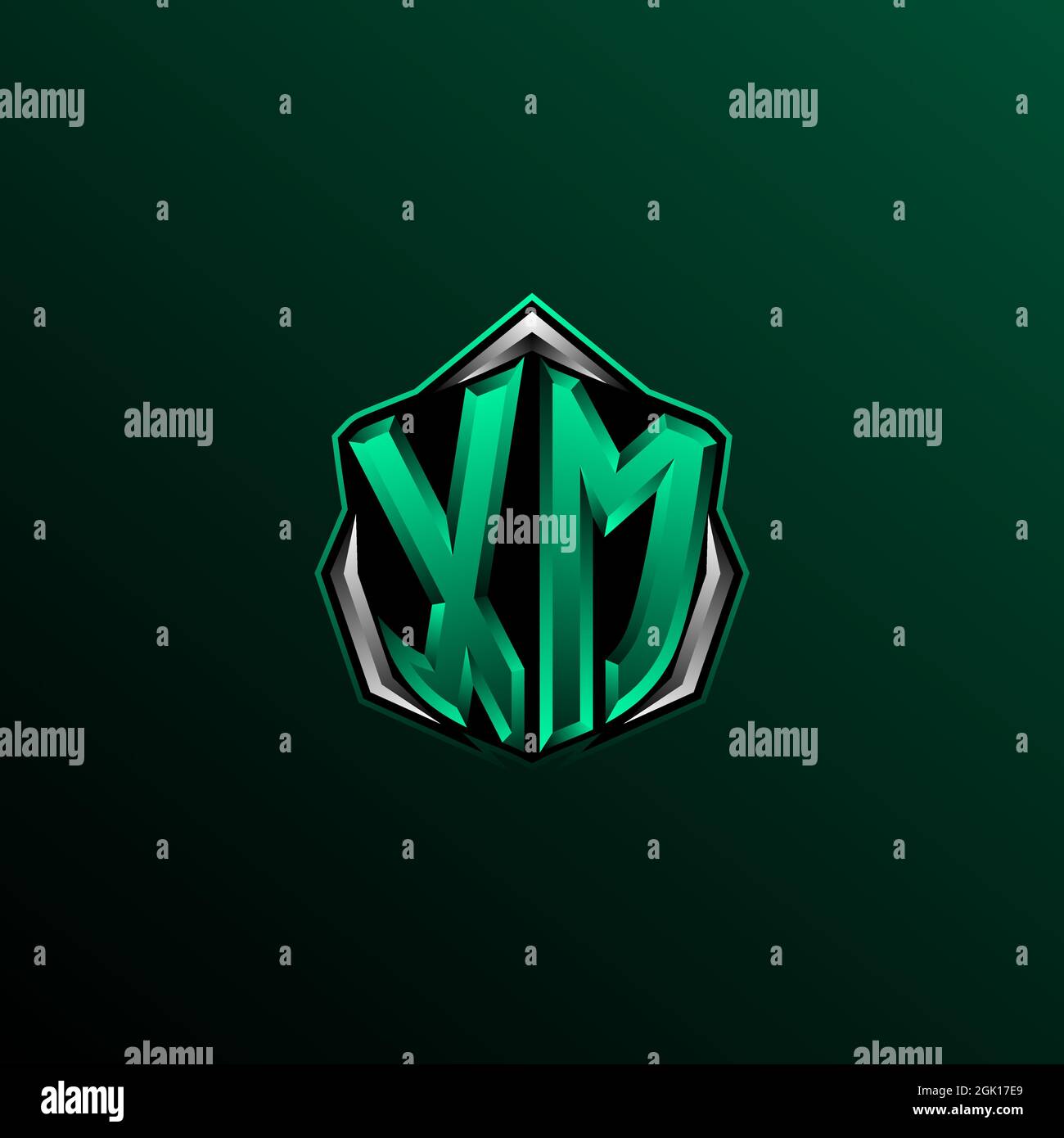 Design iniziale del logo XM, design iniziale del logo XM con stile Shield, logo per giochi, eport, community o business. Illustrazione Vettoriale