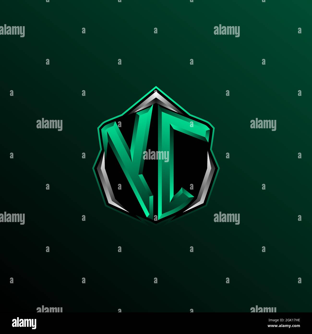 Logo YC iniziale, logo YC iniziale con stile Shield, logo per giochi, eport, community o business. Illustrazione Vettoriale