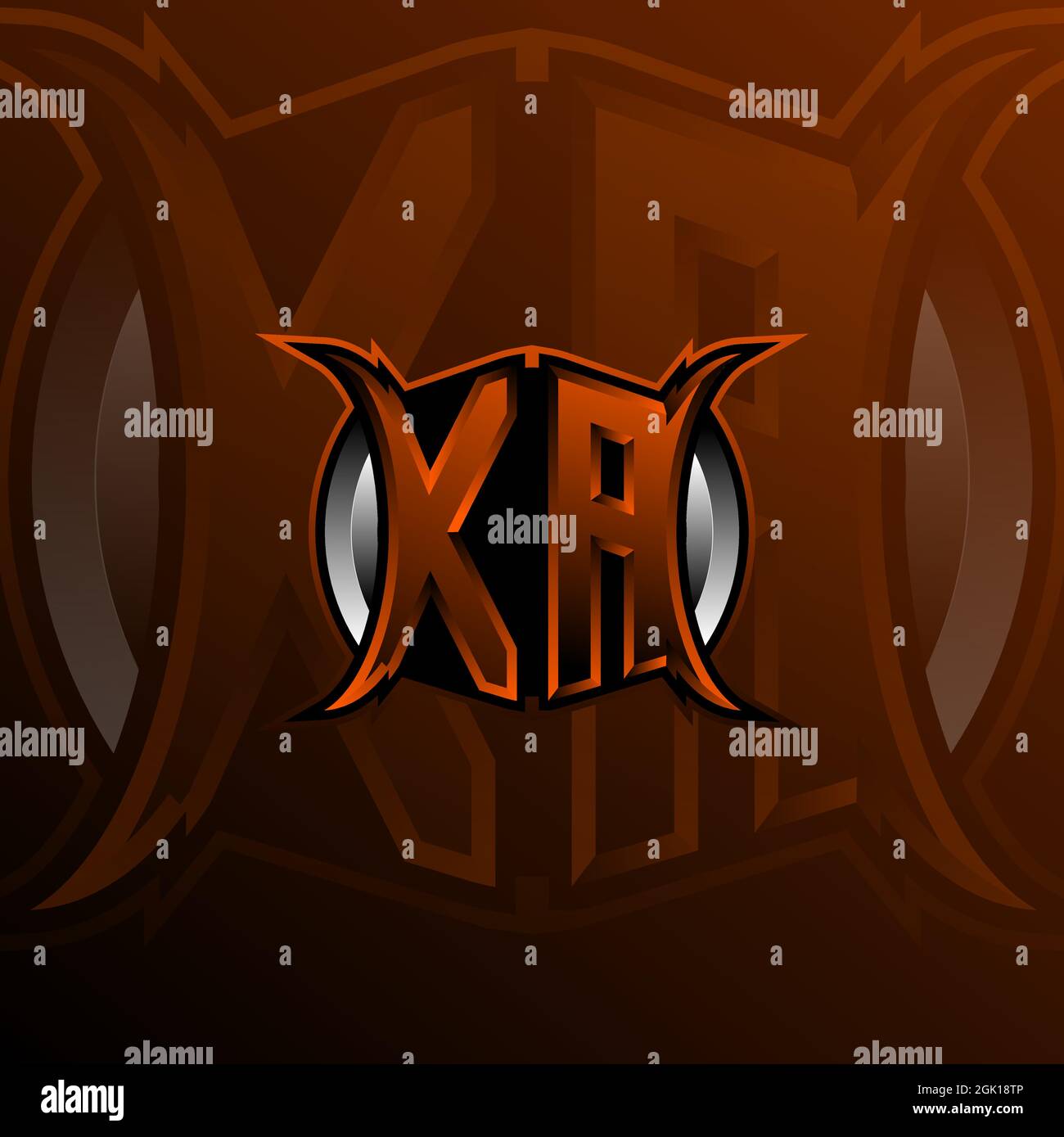 Lettera con logo XA in colore arancione, Logo per il gioco, l'eport, il gioco iniziale, la comunità o l'azienda. Illustrazione Vettoriale