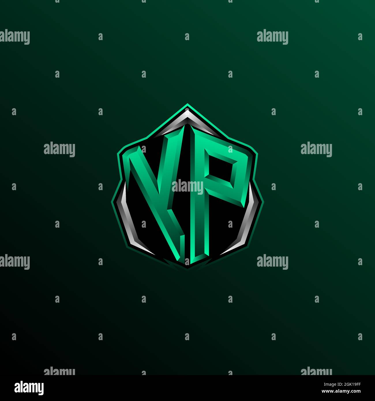 Logo YP iniziale, logo YP iniziale con stile Shield, logo per giochi, eport, community o business. Illustrazione Vettoriale