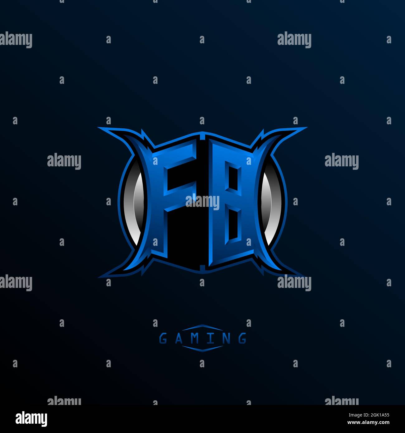 Logo FB iniziale, logo FB iniziale con stile Cool, logo per il gioco, l'eport, il gioco iniziale, la comunità o il business. Illustrazione Vettoriale