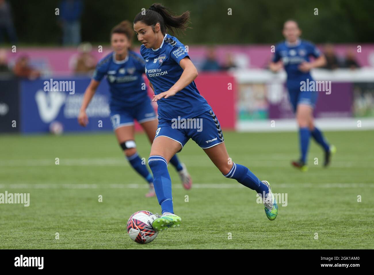 DURHAM CITY, UK 12 SETTEMBRE Lauren Briggs of Durham Women durante la partita di campionato femminile fa tra il Durham Women FC e Charlton Athletic al Maiden Castle, Durham City domenica 12 settembre 2021. (Credit: Mark Fletcher | MI News) Credit: MI News & Sport /Alamy Live News Foto Stock