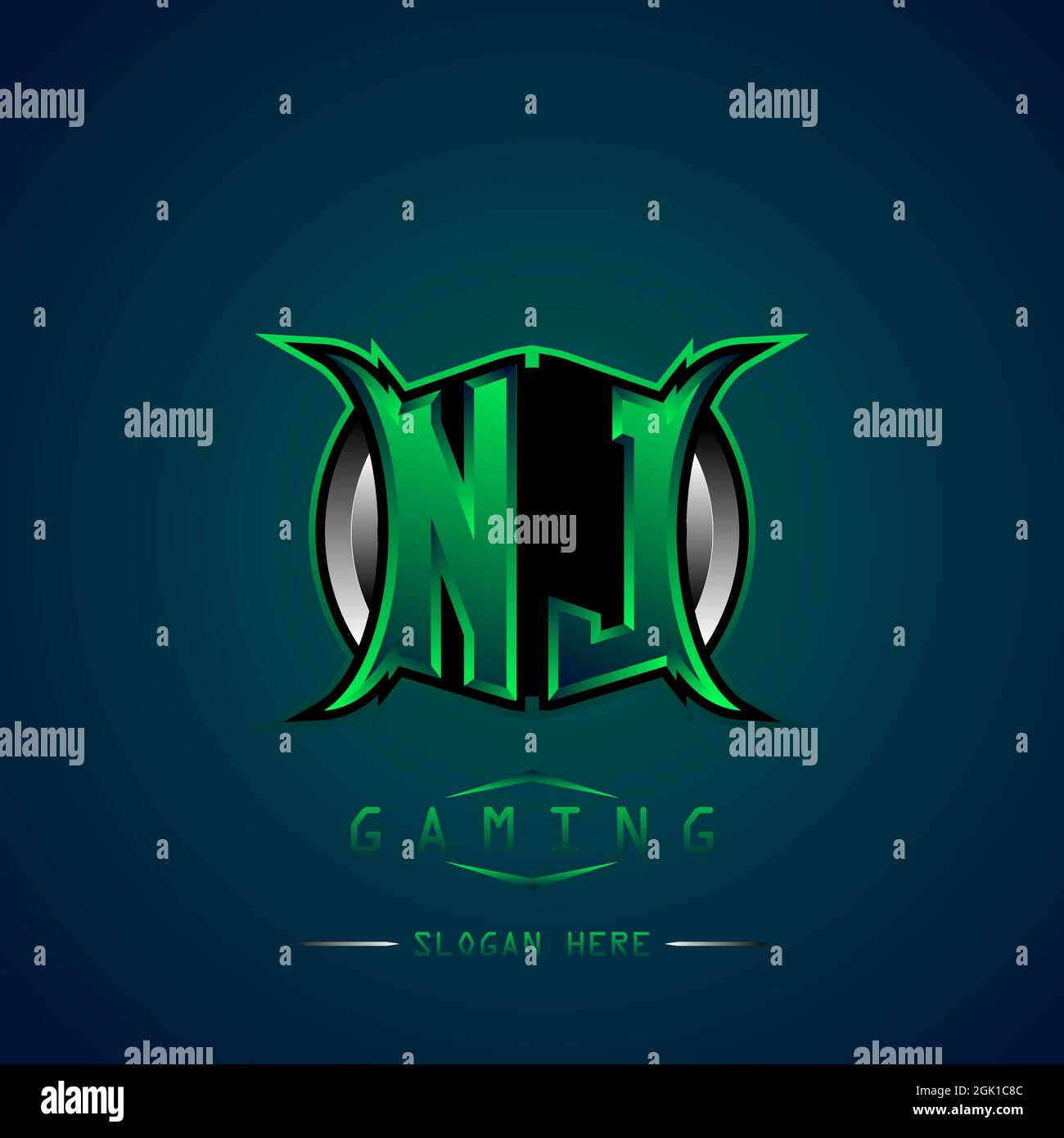 NJ Initial Logo Design stile cool, Logo per il gioco, l'eport, il gioco iniziale, la comunità o l'azienda. Illustrazione Vettoriale