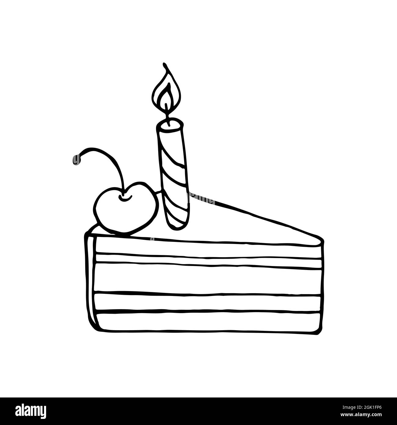 torta con candela - 7 Cupcake icona lineare, torta con candela in stile disegno a mano. Illustrazione vettoriale per il vostro disegno. Dolci, torta carina. Segno, icona, adesivo, pi Immagine e Vettoriale - Alamy