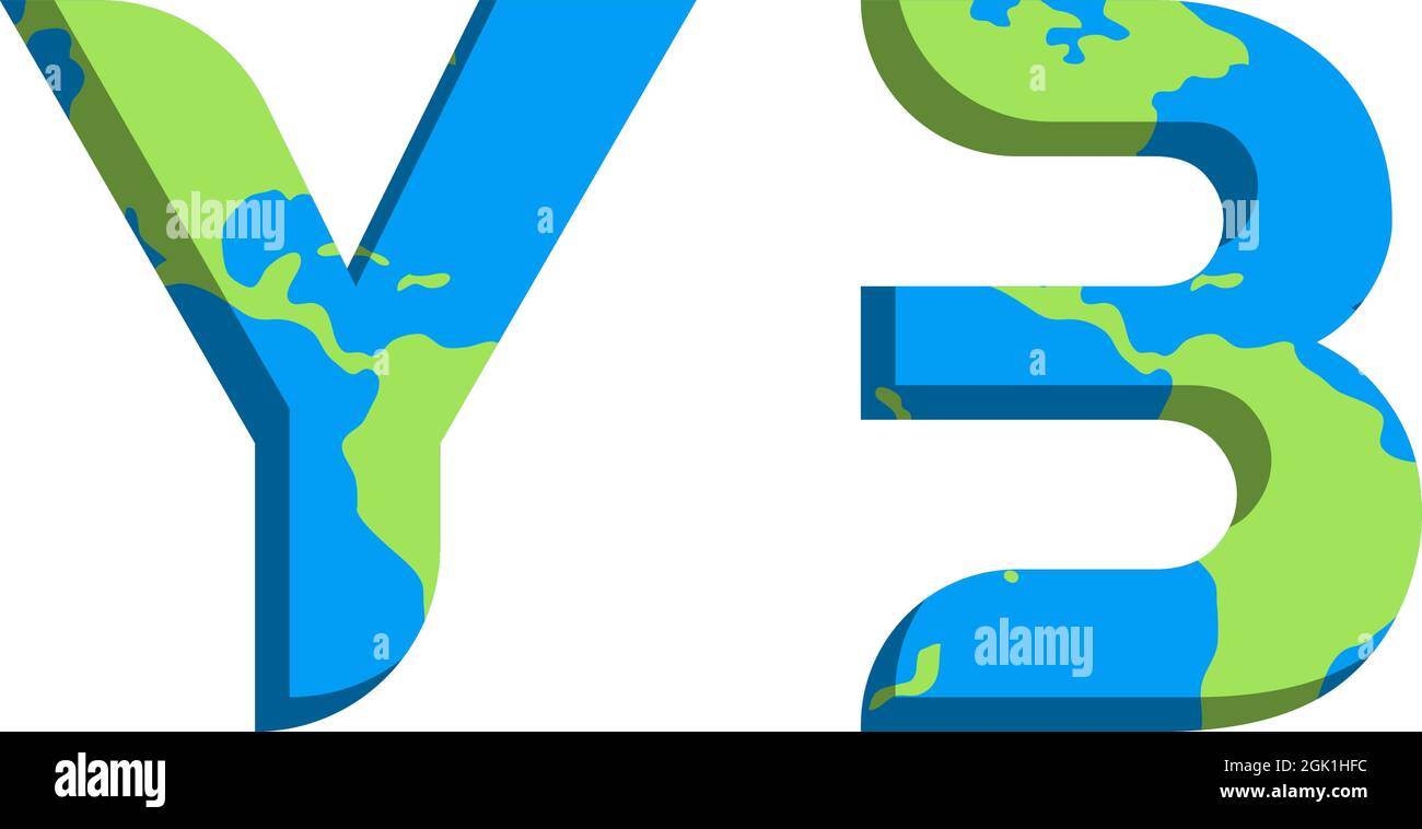 Design iniziale del logo YB con stile Mappa del mondo, branding aziendale con logo. Illustrazione Vettoriale