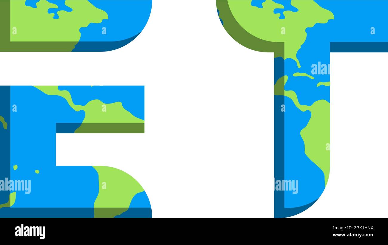 Design iniziale DEL logo ET con stile Mappa del mondo, branding aziendale con logo. Illustrazione Vettoriale