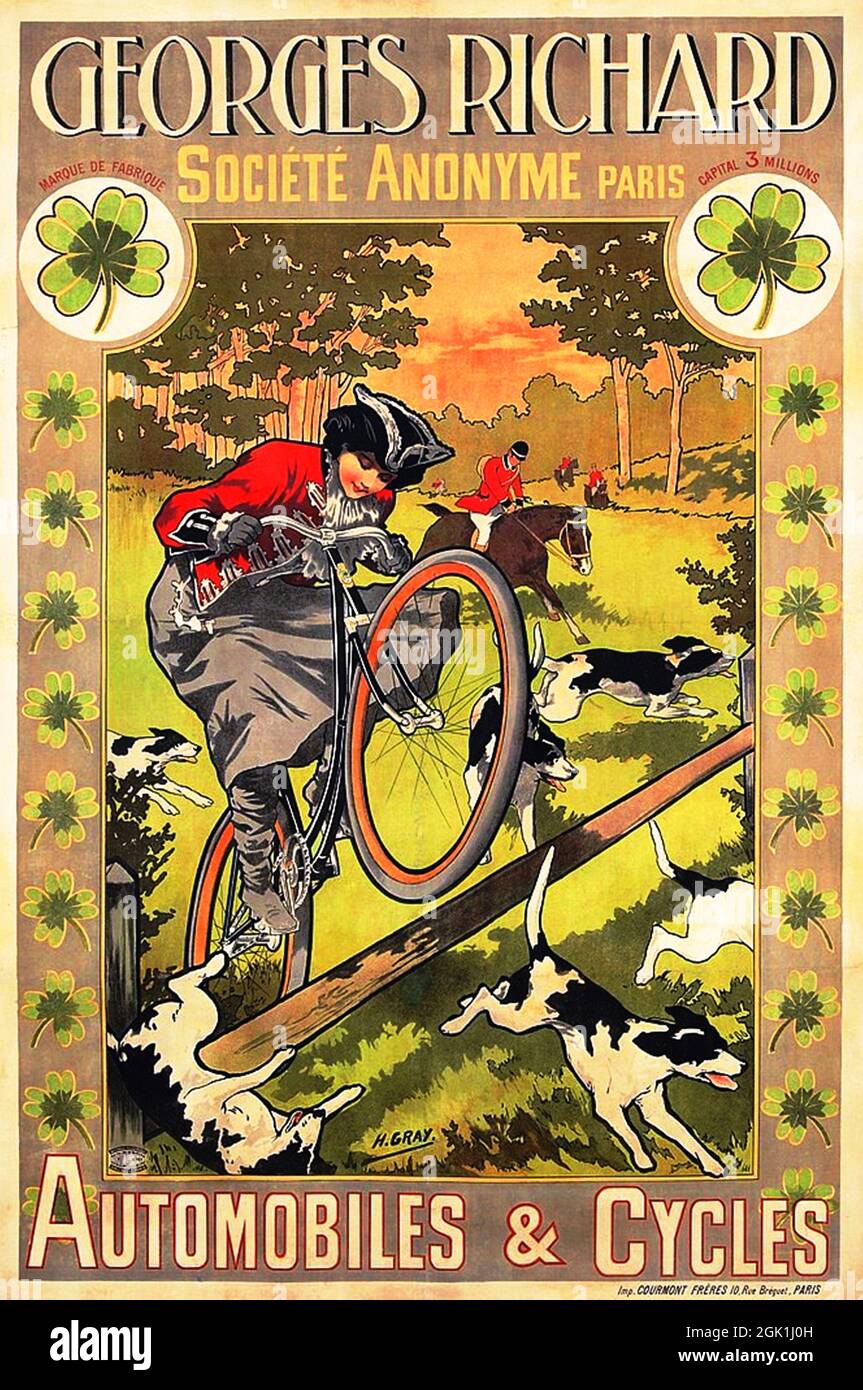 Fare clic sul poster della bicicletta francese d'epoca - Georges Richard Automobiles & Cycles, 1930 Foto Stock