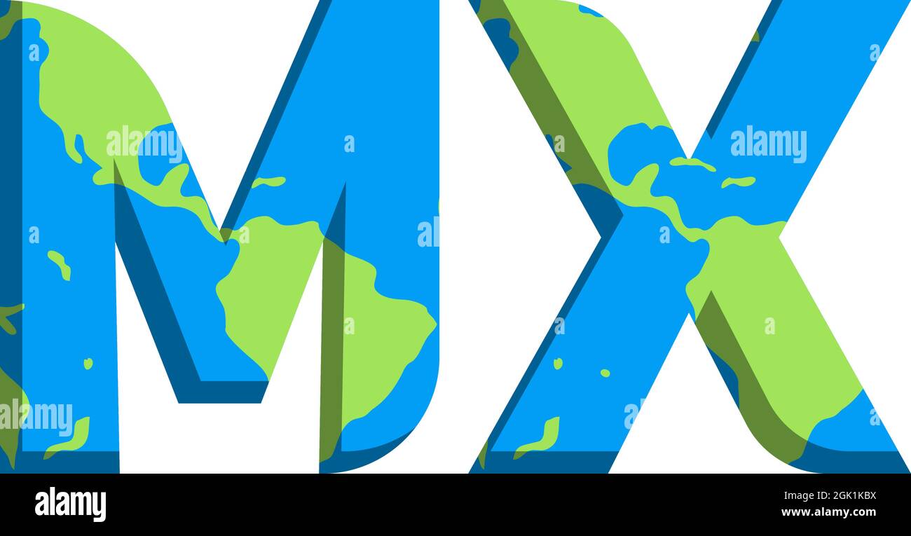 Design iniziale del logo MX con stile World Map, branding aziendale con logo. Illustrazione Vettoriale