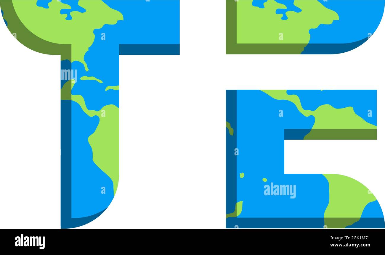 Design iniziale del logo TE con stile World Map, branding aziendale con logo. Illustrazione Vettoriale