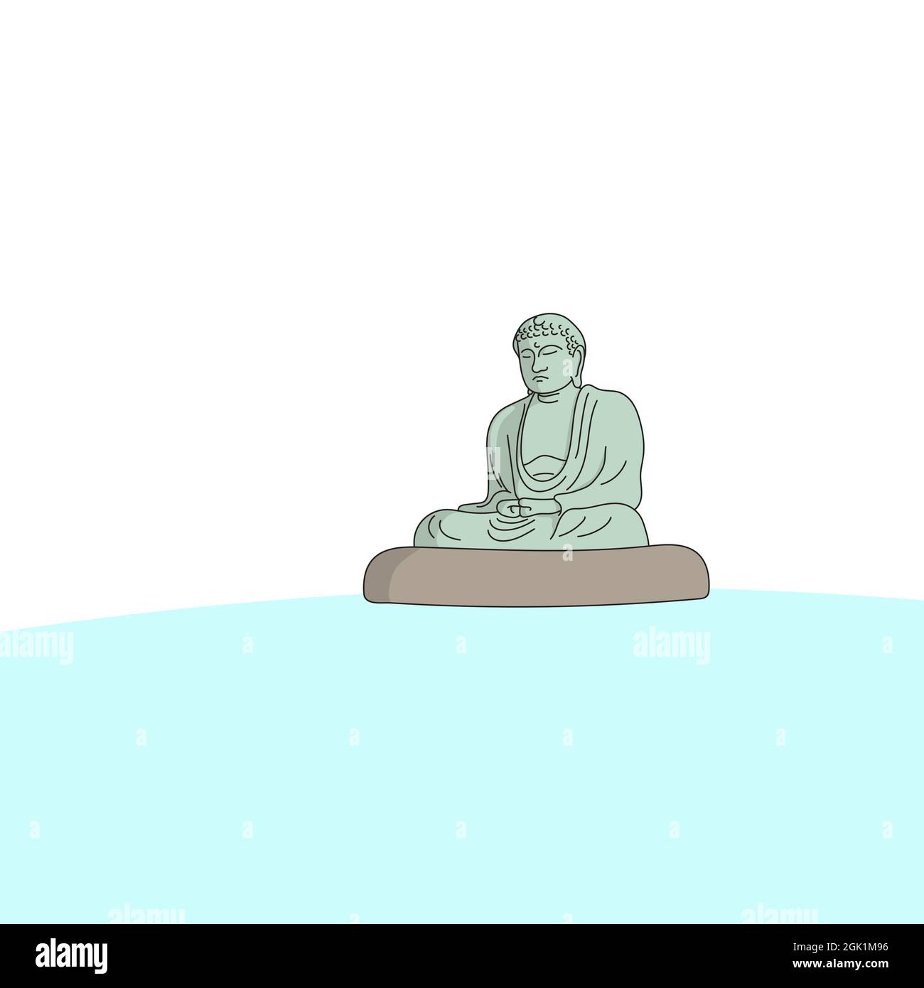 Grande statua di buddha in kamakura giappone vettore illustrazione isolato su sfondo bianco Illustrazione Vettoriale