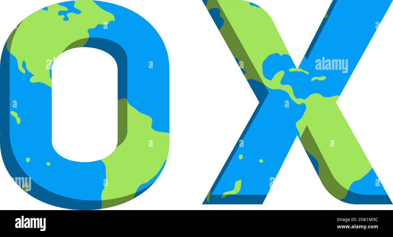 Design iniziale del logo OX con stile World Map, branding aziendale con logo. Illustrazione Vettoriale